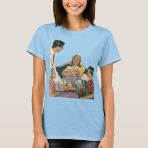 Camiseta Família Retro Serve Café da Manhã da Mãe na Cama