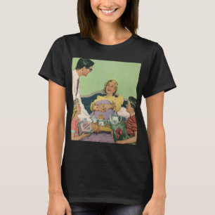 Camiseta Família Retro Serve Café da Manhã da Mãe na Cama