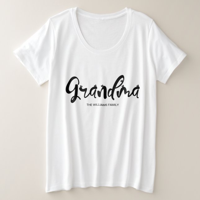 Camiseta Família Reunindo Corações Bonitos Vovó (Frente do Design)