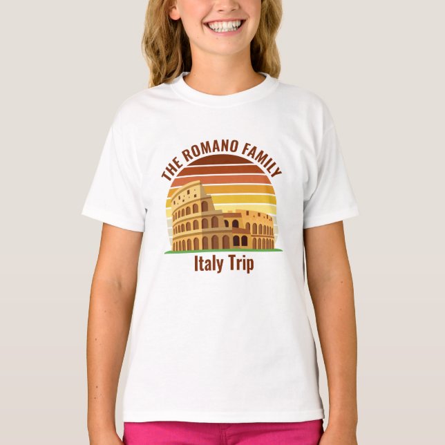 Camiseta Família Roma Itália Trip Colosseum Sunset Kids (Frente)