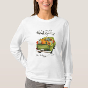 Camiseta Família Rustic Green Fazenda Truck Ação de Graças