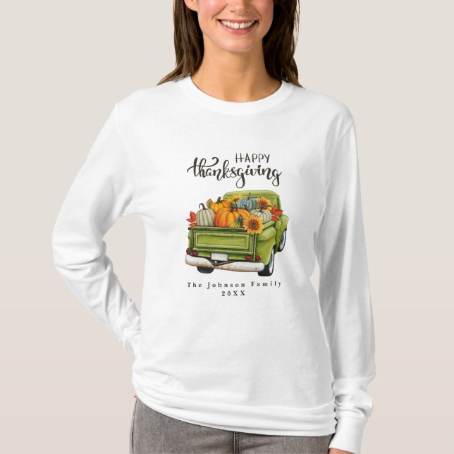 Camiseta Família Rustic Green Fazenda Truck Ação de Graças (Frente)