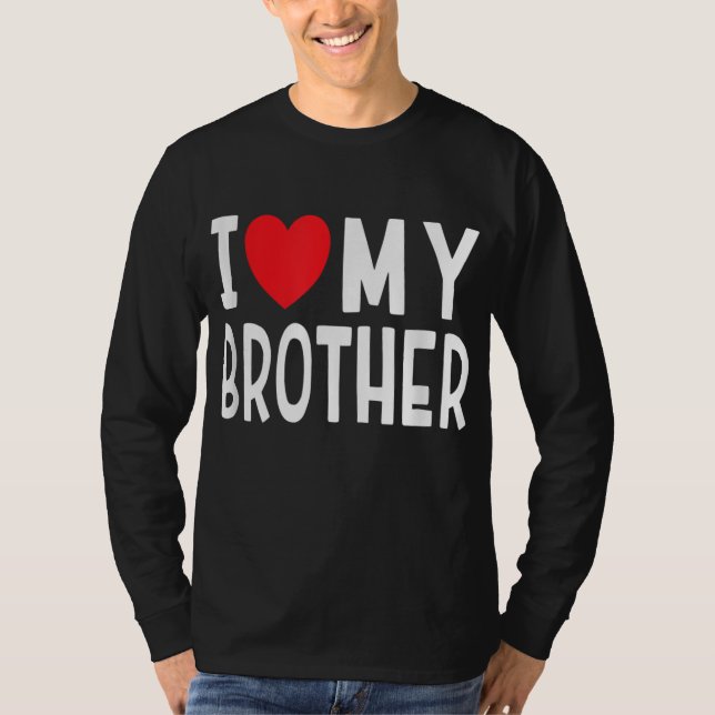 Camiseta Família Sibling I Love My Brother Heart (Frente)