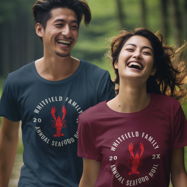 Camiseta Família Sindicato de Lagosta Marinha Personalizada (Family Summer Reunion Seafood Boil Matching T-Shirt)