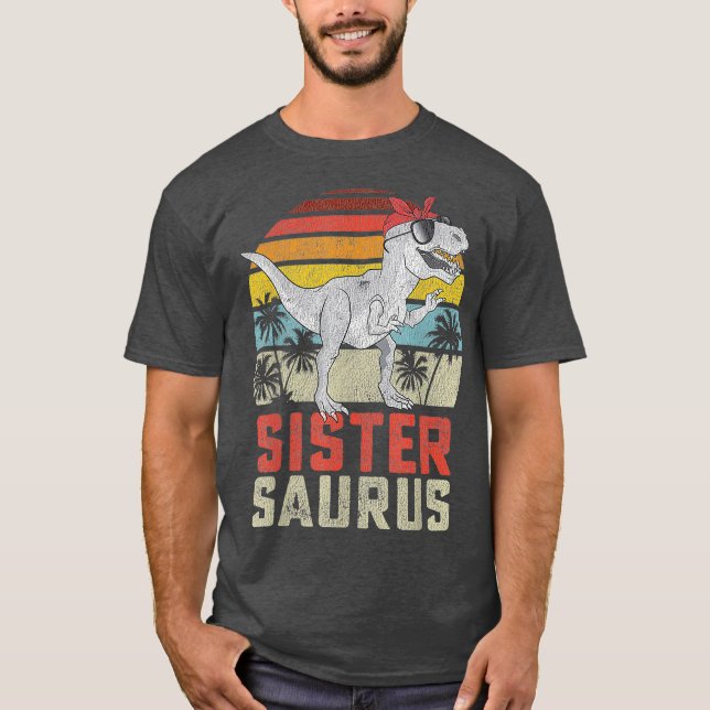 Camiseta Família Sistersaurus T Rex Dinosaur Sister Surus (Frente)