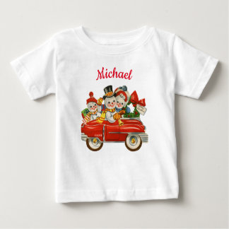 Camiseta Família Snowman no carro Nome personalizado de Nat