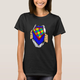 Camiseta Família Super-herói Puzzle Fantasia Conscientizaçã