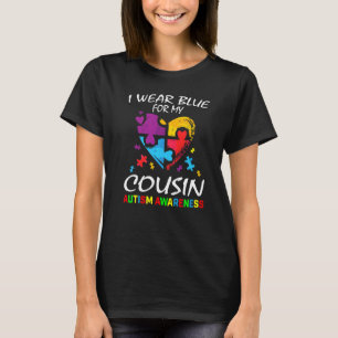 Camiseta Família Veste Azul Para Meu Primo Autismo Sensibil