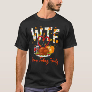 Camiseta Família Wine Turkey WTF Ação de Graças 2