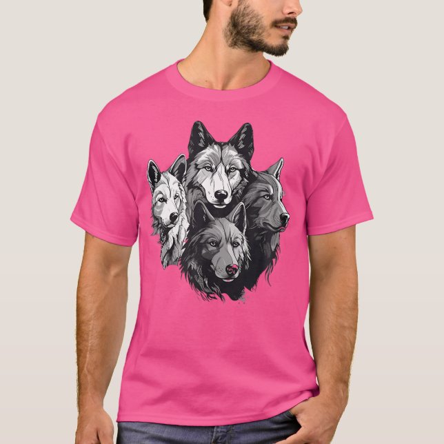 Camiseta Família Wolf Pack Wolf Stencil Wolf (Frente)