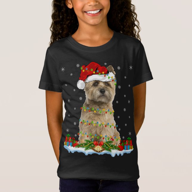 Camiseta Família Xmas Correspondente a Santa Hat Cairn Terr (Frente)