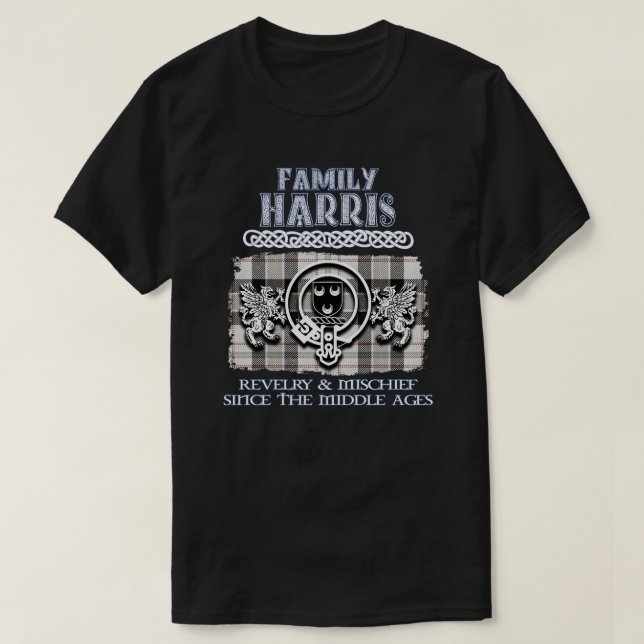 Camiseta Familiar Harris cress clãs escoceses surnam escoce (Frente do Design)