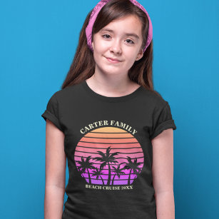 Camiseta Familiares de Crianças Sunset da Ilha Tropical de 