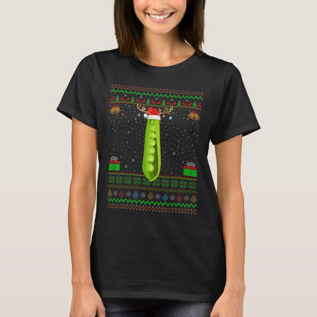 Camiseta Famílias de Papais noeis de Iluminação Xmas Feia P (Frente)