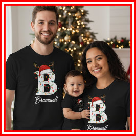 Camiseta Famílias Monogramas Antlers Santa Hat