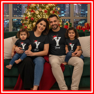 Camiseta Famílias Monogramas Antlers Santa Hat