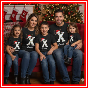 Camiseta Famílias Monogramas Antlers Santa Hat