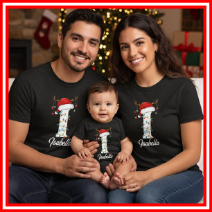 Camiseta Famílias Monogramas Antlers Santa Hat