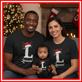 Camiseta Famílias Monogramas Antlers Santa Hat