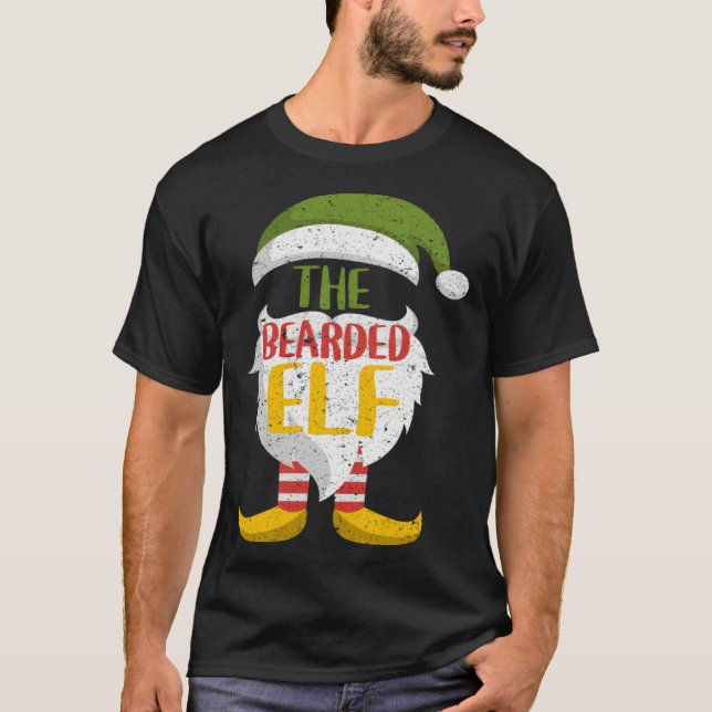 Camiseta Family Christmas Bearded Elf Cute Xmas Holiday (Frente)