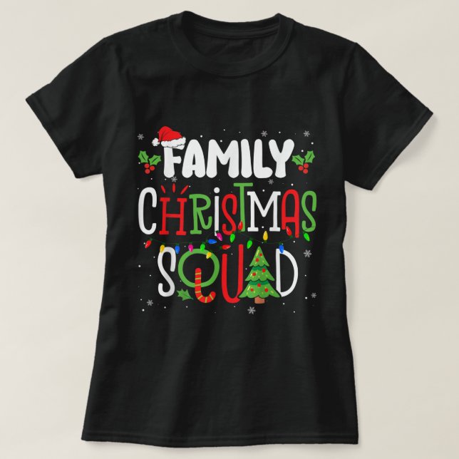 Camiseta Family Christmas Squad Matching Pajamas Santa Xmas (Frente do Design)