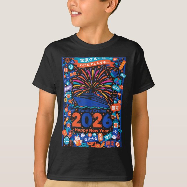 Camiseta Family Cruise 2026 Happy New Year Celebration  (Frente)