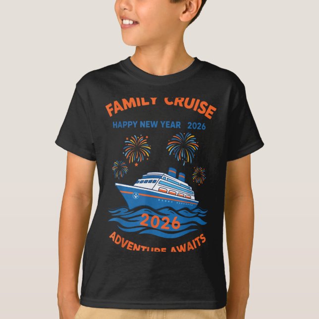 Camiseta Family Cruise Happy New Year 2026 Adventure  (Frente)