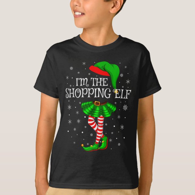 Camiseta Family Matching Women Girls I'm The Shopng Elf Chr (Frente)