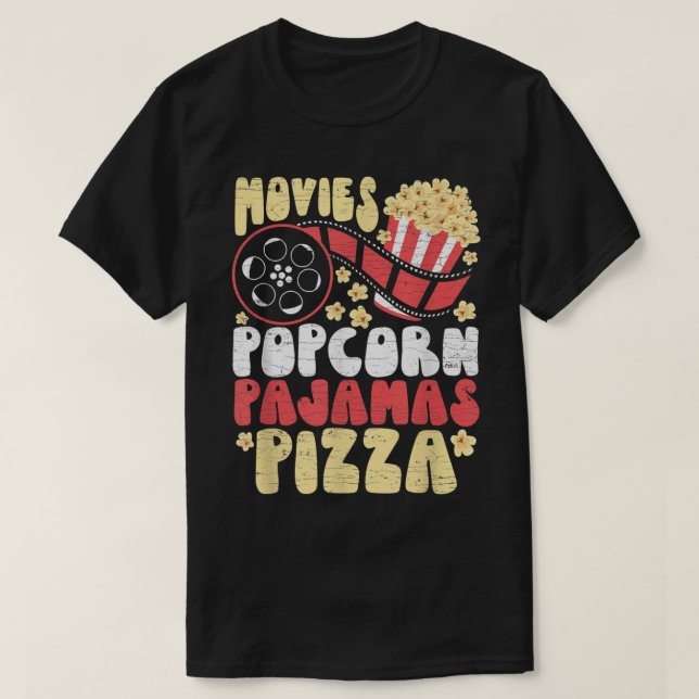 Camiseta Family Movie Watching Night Popcorn  (Frente do Design)