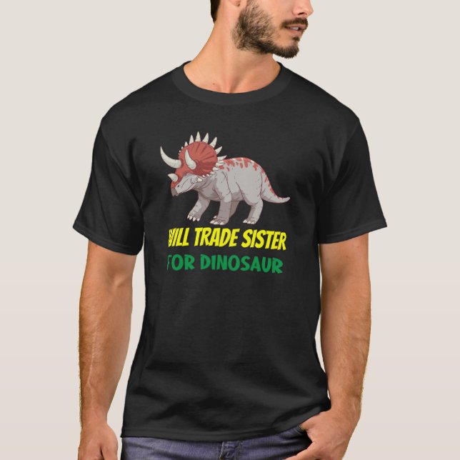 Camiseta Family Siblings Love Brother Trade Sister For Dino (Frente)