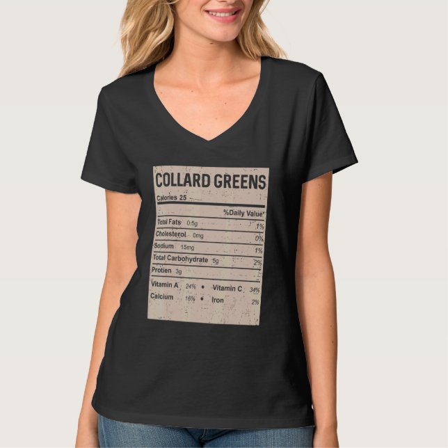 Camiseta Family Thanksgiving  Collard greens Nutrition Fact (Frente)