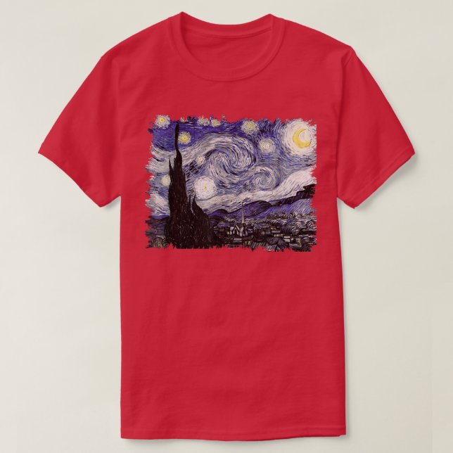 Camiseta Famosa Arte Clássica Remix Van Gogh da Noite Estre (Frente do Design)