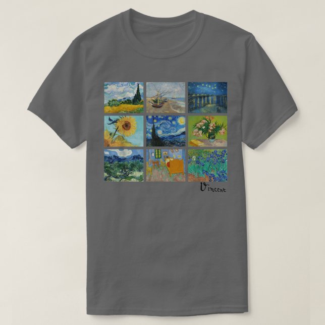 Camiseta Famoso Van Gogh Paintings Sunflower Starry Night (Frente do Design)