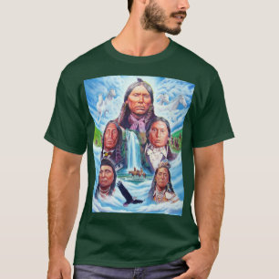 Camiseta Famosos Chefes Indianos de Pintura Mens Floresta P