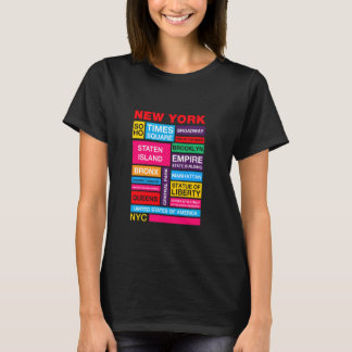 Camiseta Famosos marcos de Nova Iorque Coloridos