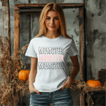 Camiseta Fanfarrão Rosa das Bruxas Bonito e Louco<br><div class="desc">Libere o seu "Impulso" interno deste Dia das Bruxas com a nossa T-Shirt das Mulheres de Halloween Rosa! Perfeito para as mães que adoram misturar um pouco de "spook" com estilo, esta design divertida e divertida mostra a palavra "Momster" em letras negrito e assustador numa teia rosa suave. Quer você...</div>