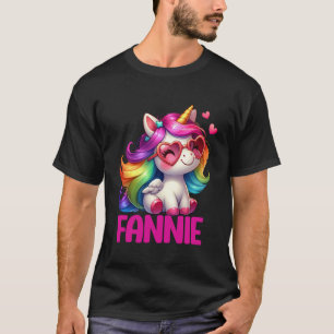 Camiseta Fannie Nome Personalizado Unicórnio Colorido Mulhe