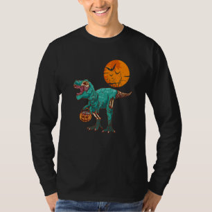 Camiseta Fantasia Assustadora de Halloween Zumbi Trex Dinos