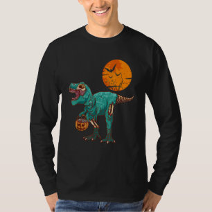 Camiseta Fantasia Assustadora de Halloween Zumbi Trex Dinos