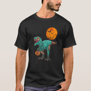Camiseta Fantasia Assustadora de Halloween Zumbi Trex Dinos
