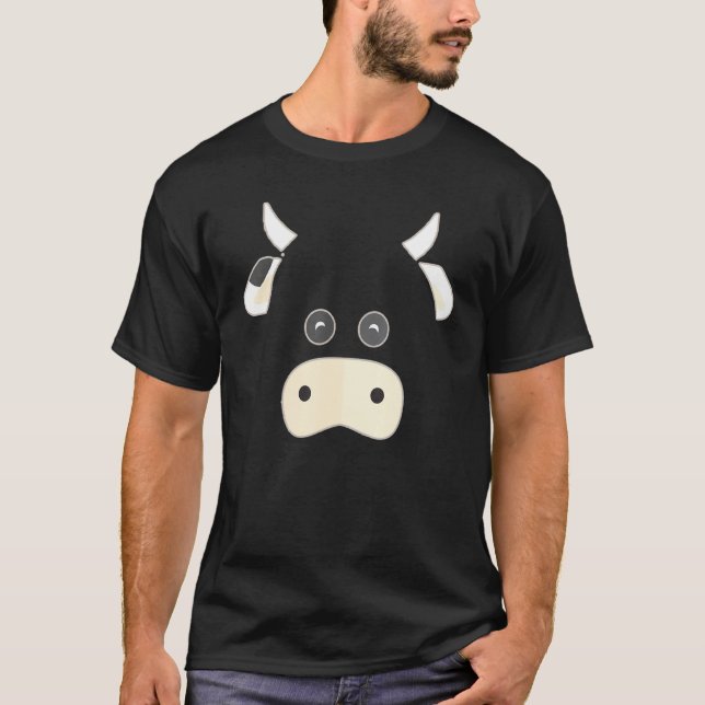 Camiseta Fantasia Básica de Halloween de Cara de Vaca (Frente)