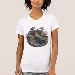 Camiseta Fantasia Chinesa em 3D Paisagem Xiseta Ajustado fi
