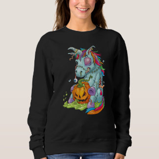 Camiseta Fantasia de Abóbora Unicórnio Zumbi Zombiecorn par