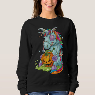 Camiseta Fantasia de Abóbora Unicórnio Zumbi Zombiecorn par