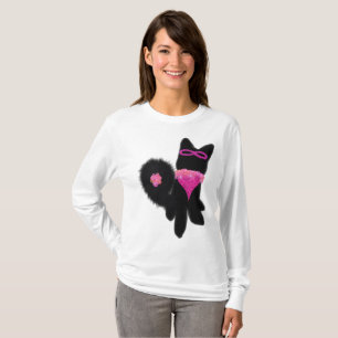Camiseta Fantasia de cachorro preto de Halloween rosa