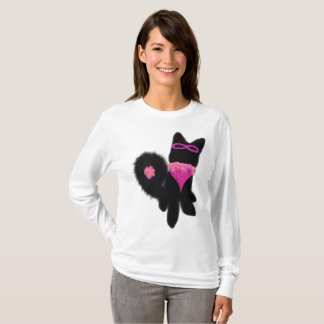 Camiseta Fantasia de cachorro preto de Halloween rosa