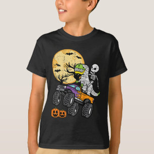 Camiseta Fantasia de Caminhão Monstro Dino Esqueleto para o