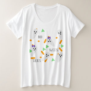 Camiseta Fantasia de Confeitos de Fantasma Geométrico Fofo