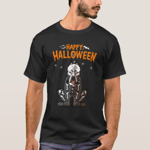 Camiseta Fantasia de Esqueleto de Pitbull Engraçado para Ca