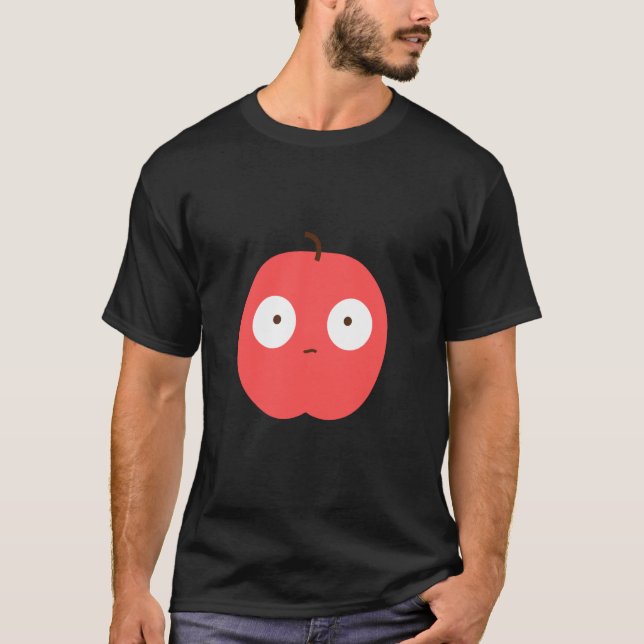 Camiseta Fantasia de Fruta de Maçã Fofa e Aplicação de Cons (Frente)